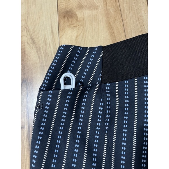 Betabrand XL Long Yoga Dress Pant Blue Geometric Pattern Straight Leg Zip Pocket - Picture 9 of 9